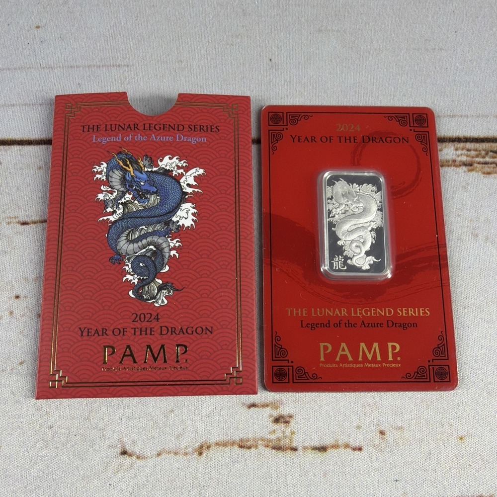 2024 Pamp Lunar Azure Dragon  10g Silver Bar in Assay